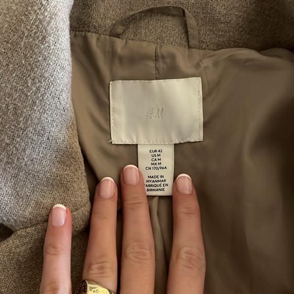 H&M single breasted twill beige/grey coat - Picture 6 of 7